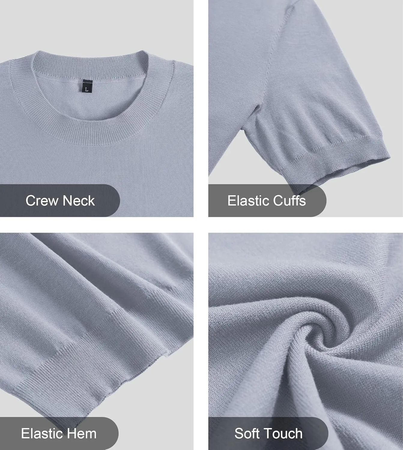 Fioboc Mens Shirts Knit Crew Neck Premium Moisture Wicking Shirt Short Sleeve Summer Tops S-4XL