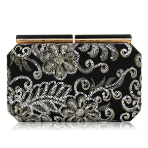 Flower Sequined Evening Vintage Bag