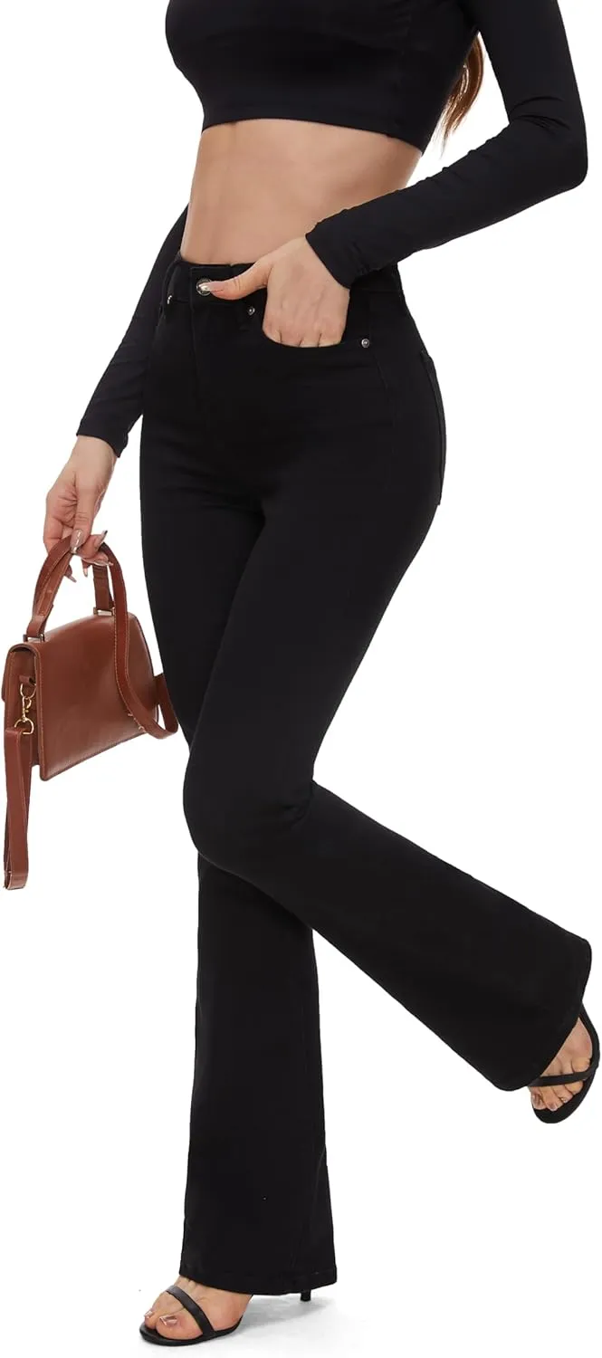 FLYING BANANA Women's High Waisted Butt Lifting Stretch Bootcut Jeans