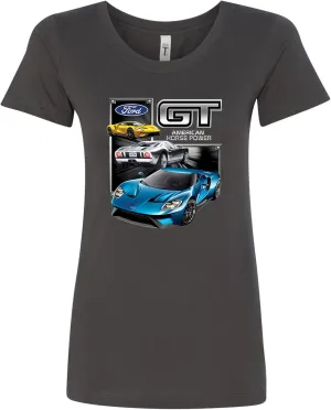 Ford GT American Horse Power Ford Mototrs Licensed Official Womens T-Shirts Fit