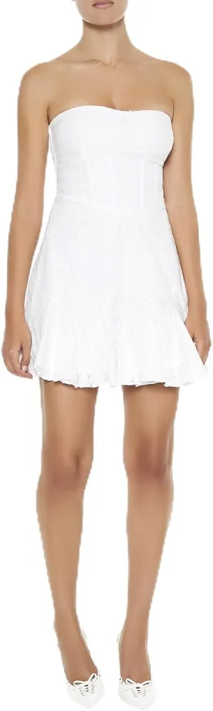 Forever 21 Women's Strapless Eyelet Corset Mini Dress