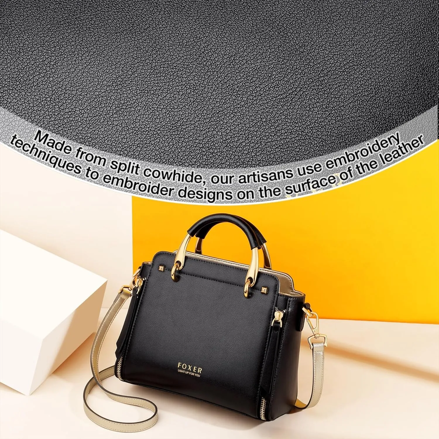 FOXLOVER Crossbody Bags for Women Satchel Handbags Medium Size Women's Top-Handle Shoulder Handbag with Zipper Pocket