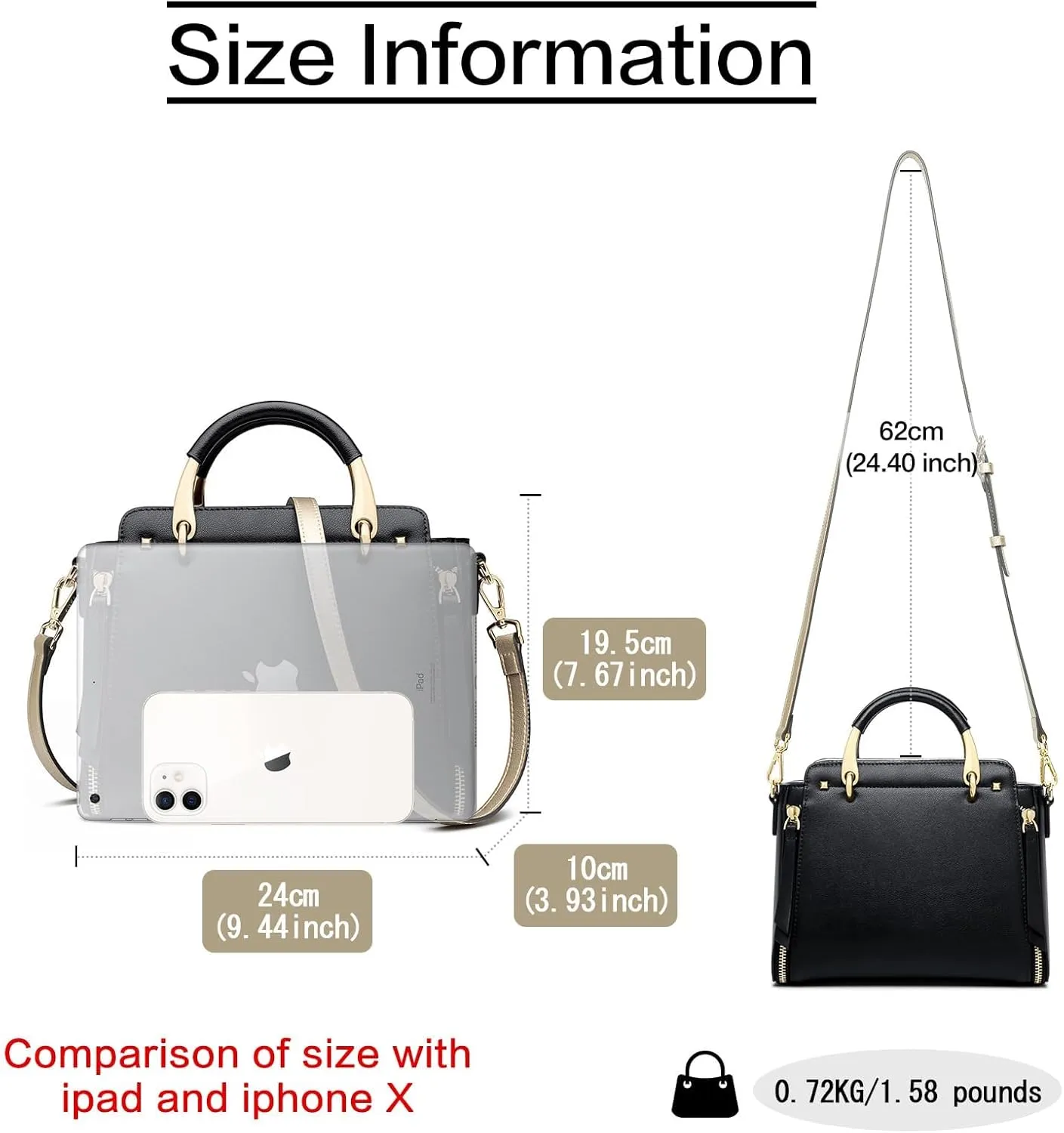 FOXLOVER Crossbody Bags for Women Satchel Handbags Medium Size Women's Top-Handle Shoulder Handbag with Zipper Pocket