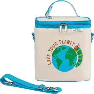 FUN KINS Reusable Lunch Box | Spacious | Wipeable Foil Lining | Detachable Shoulder Strap | Retro Style, Upright | The Very Hungry Caterpillar by The World of Eric Carle (Love Your Planet)