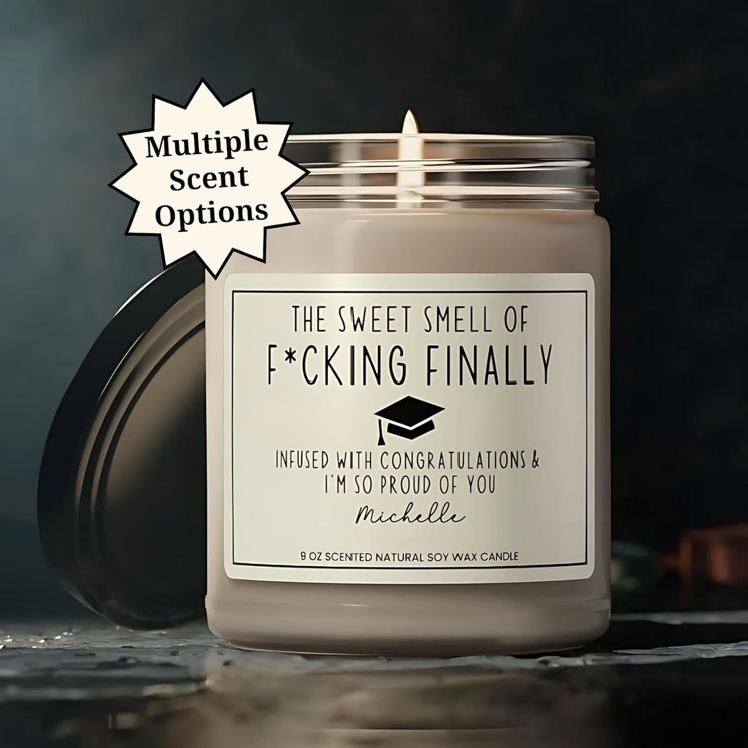 Funny Graduation Candle 2025, The Sweet Smell of F*cking Finally Candle Custom Name, Graduation Gifts for Her Him, College or High School Personalized Grad Gifts, Class of 2025 Decorations
