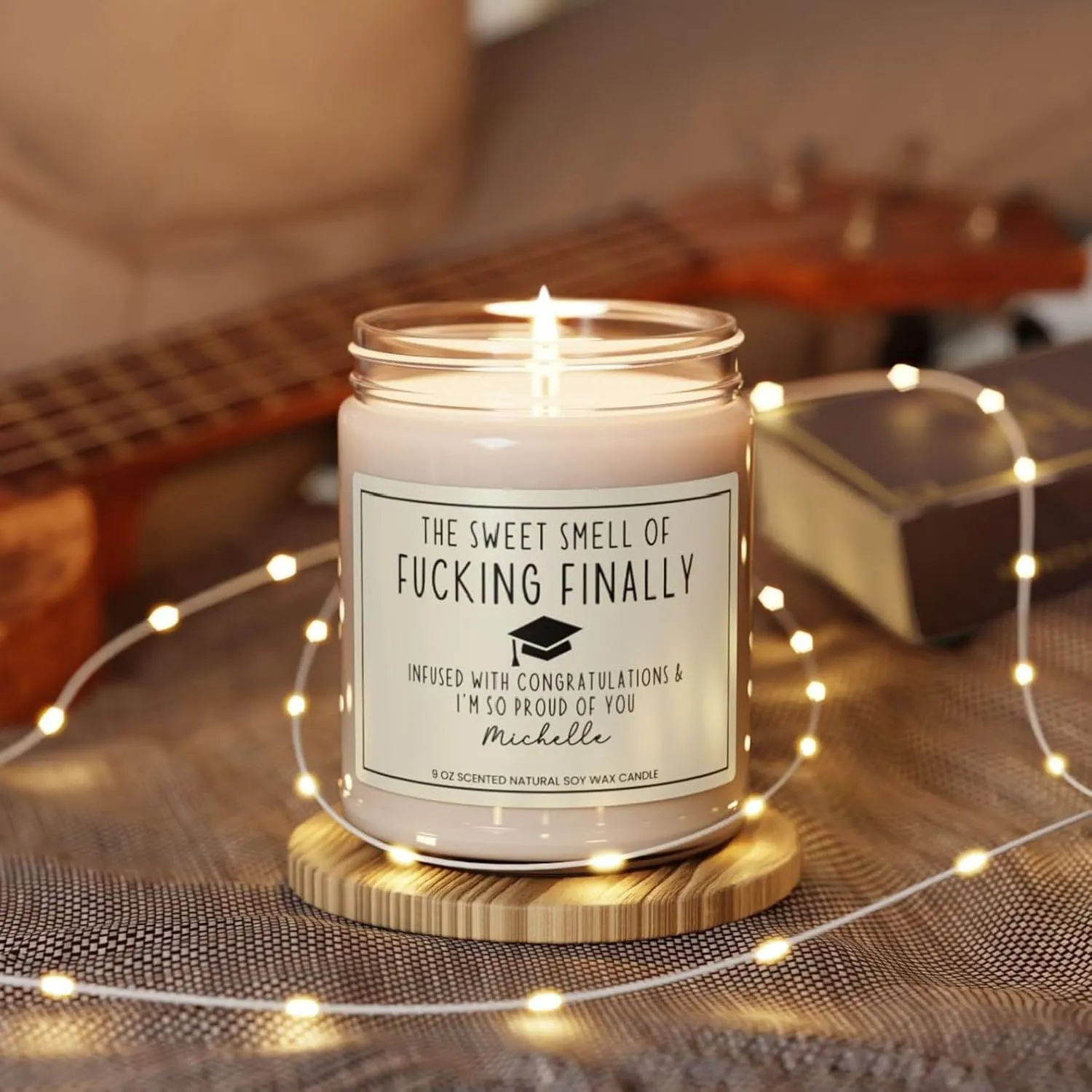 Funny Graduation Candle 2025, The Sweet Smell of F*cking Finally Candle Custom Name, Graduation Gifts for Her Him, College or High School Personalized Grad Gifts, Class of 2025 Decorations