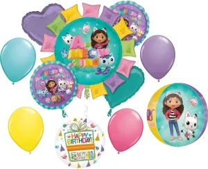 Gabby's Birthday Party Supplies Cats and Dollhouse Orbz Balloon Bouquet Decorations