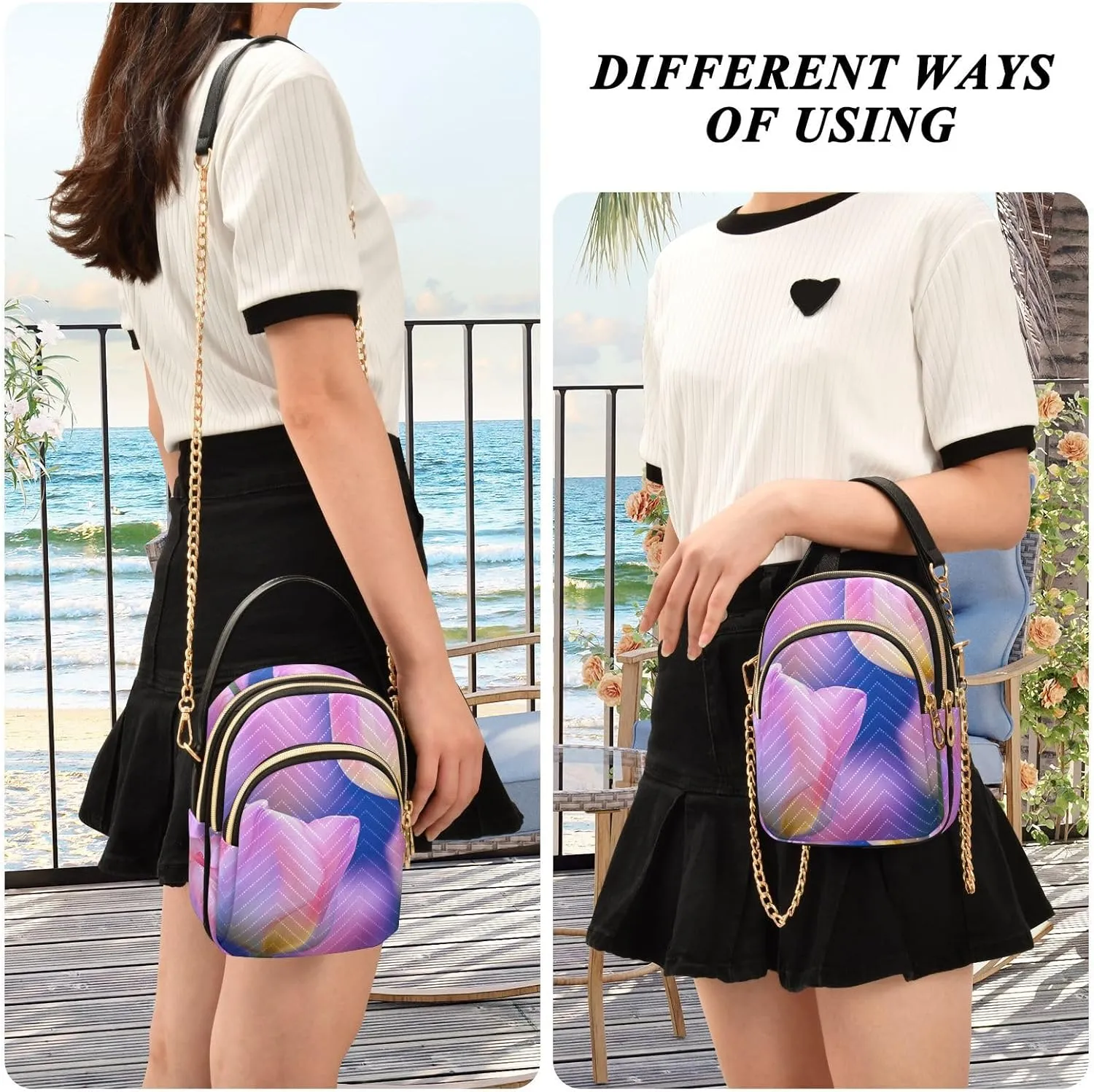 GAIGEO Watercolor with Color Roses Womens Travel Crossbody Bag, Women's Crossbody Handbags, Crossbody Purses for Women Travel