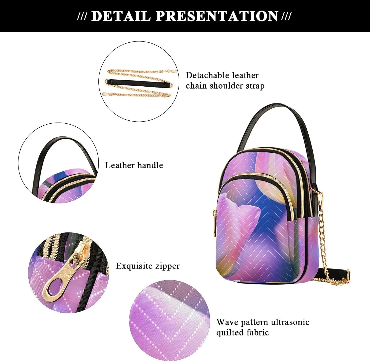 GAIGEO Watercolor with Color Roses Womens Travel Crossbody Bag, Women's Crossbody Handbags, Crossbody Purses for Women Travel