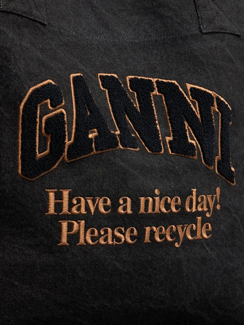 GANNI Black Denim Tote Bag