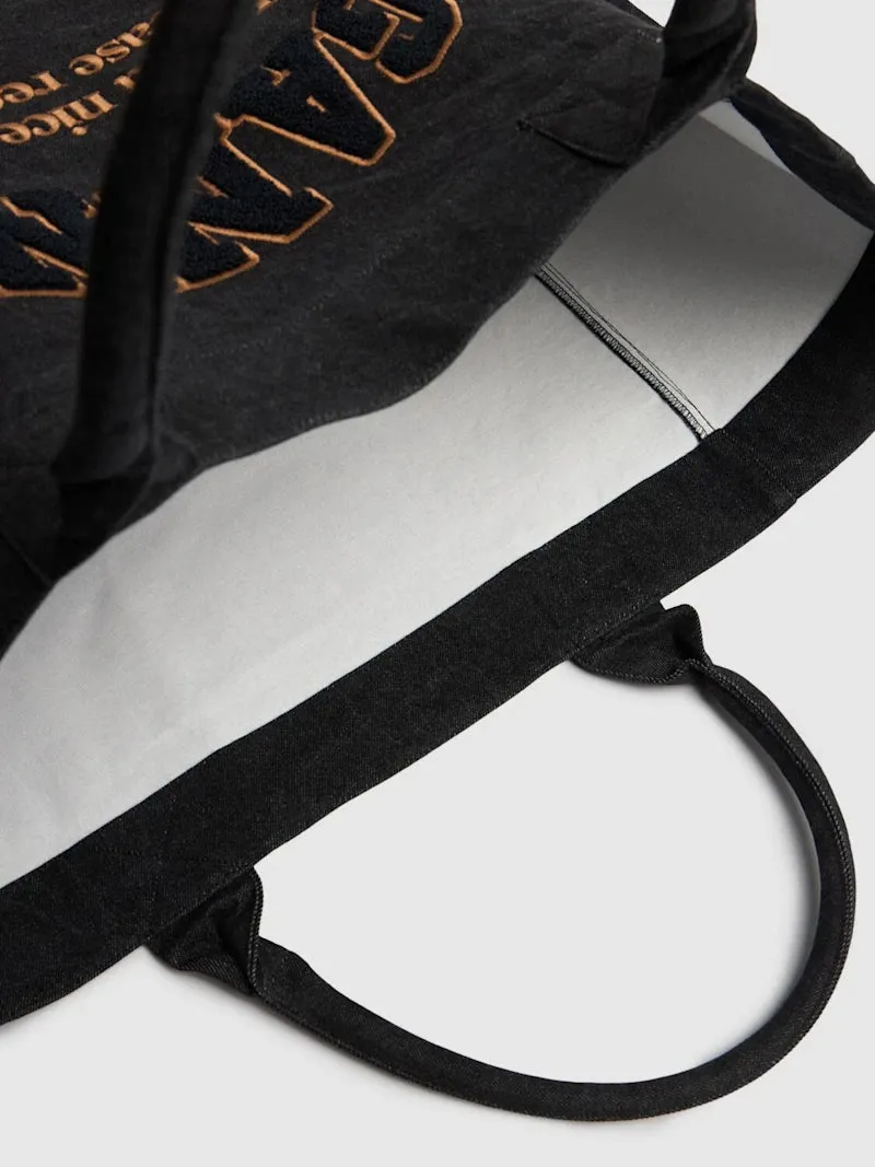GANNI Black Denim Tote Bag