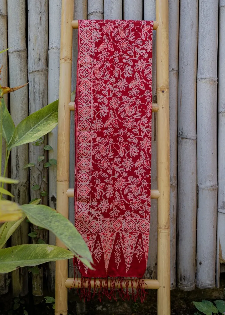 GARNET RED REFINED SILK SARONG