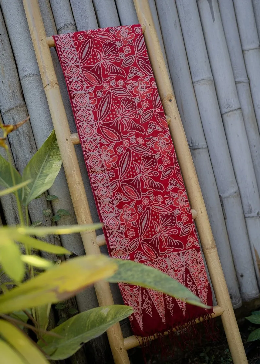 GARNET RED REFINED SILK SARONG