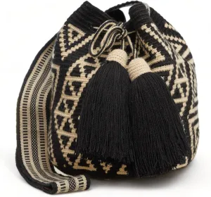 Generic Original WAYUU mochila bag, LARGE- NEUTRAL COLORS, authentic crochet pattern, Handmade boho Fairtrade Gifts from Colombia