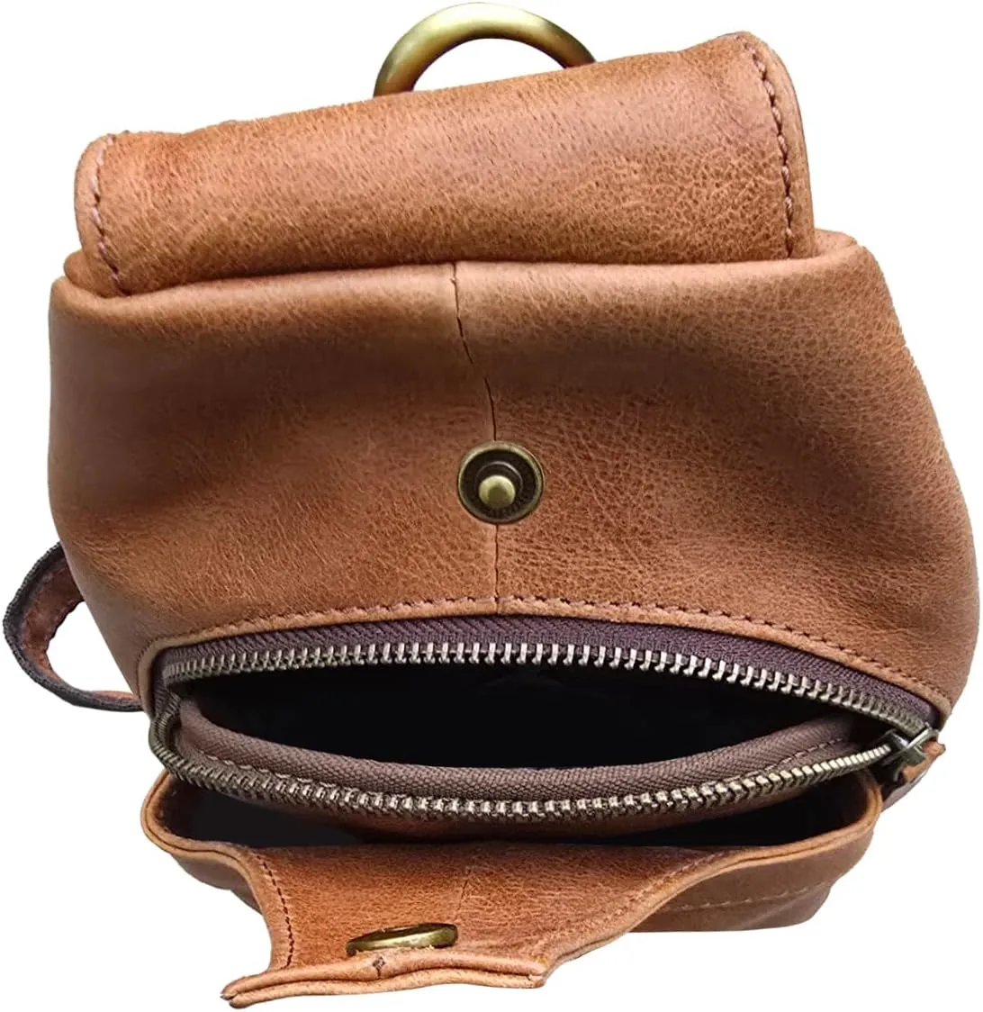 Genuine Leather Chest Sling Bag for Men and Women Real Leather Shoulder Crossbody Bag Backpack Purse