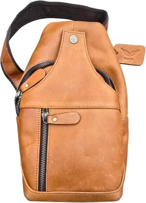 Genuine Leather Chest Sling Bag for Men and Women Real Leather Shoulder Crossbody Bag Backpack Purse