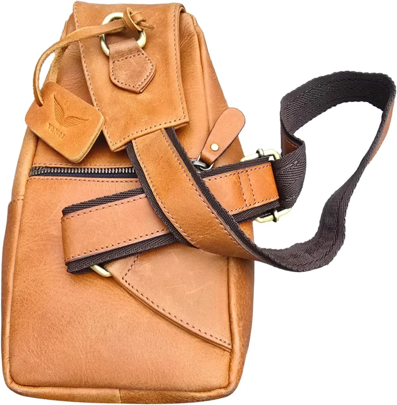 Genuine Leather Chest Sling Bag for Men and Women Real Leather Shoulder Crossbody Bag Backpack Purse
