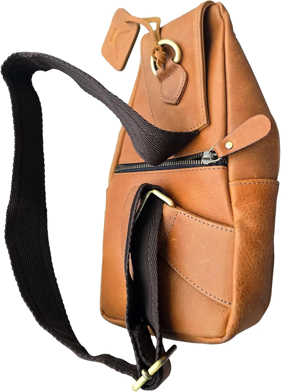 Genuine Leather Chest Sling Bag for Men and Women Real Leather Shoulder Crossbody Bag Backpack Purse
