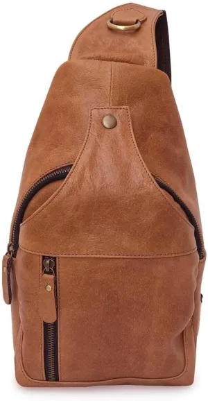 Genuine Leather Chest Sling Bag for Men and Women Real Leather Shoulder Crossbody Bag Backpack Purse