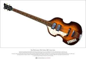 George Morgan Illustration Paul McCartney’s 1961 Hofner Cavern Bass Limited Edition Fine Art Print A3 size