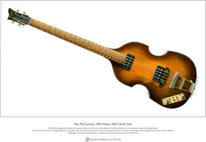 George Morgan Illustration Paul McCartney's '63 Hofner 500/1 Beatle Bass Ltd Edition Fine Art Print A3 size