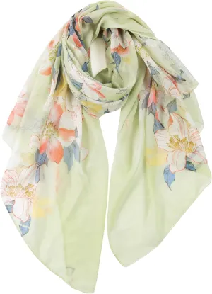 GERINLY Lightweight Scarves Fashion Flowers Print Women Cotton Wrap Scarf Head Shawl Spring Gift