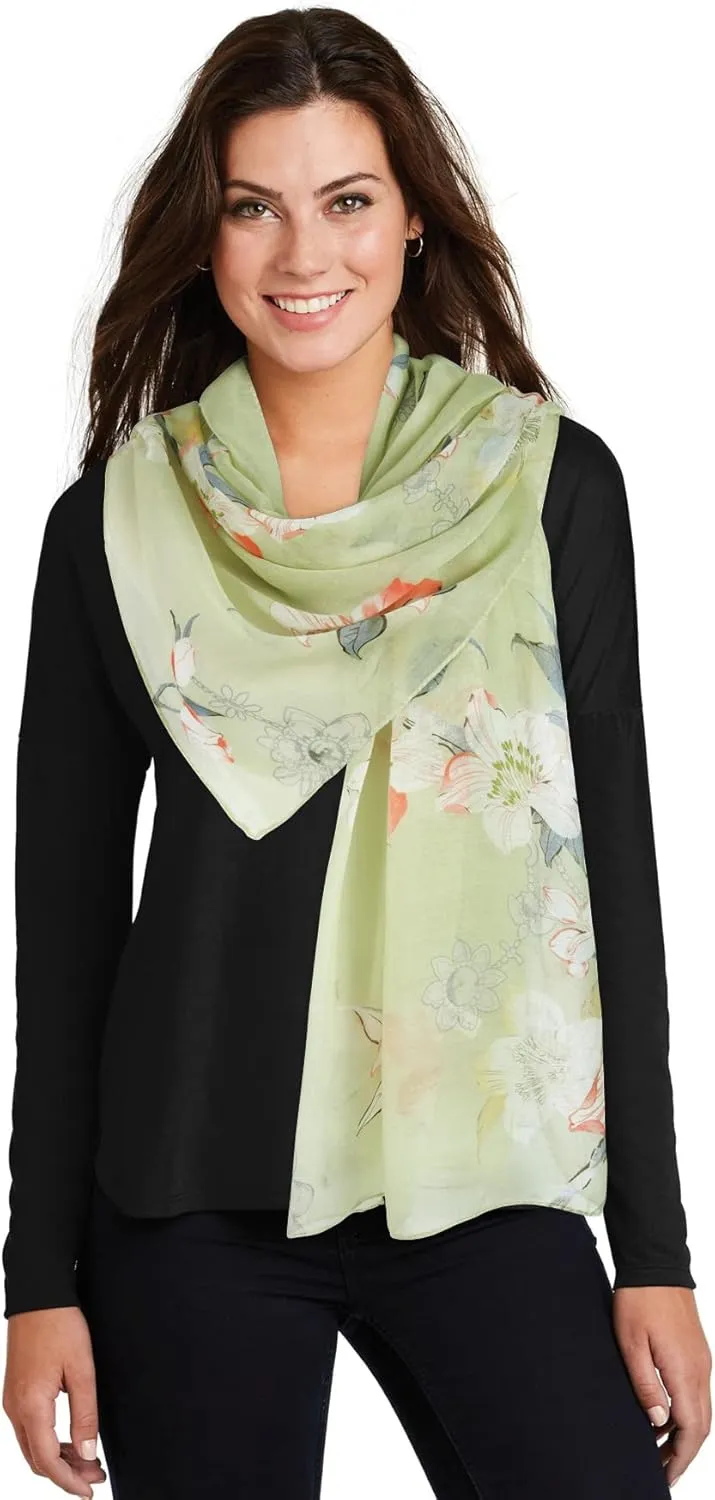 GERINLY Lightweight Scarves Fashion Flowers Print Women Cotton Wrap Scarf Head Shawl Spring Gift