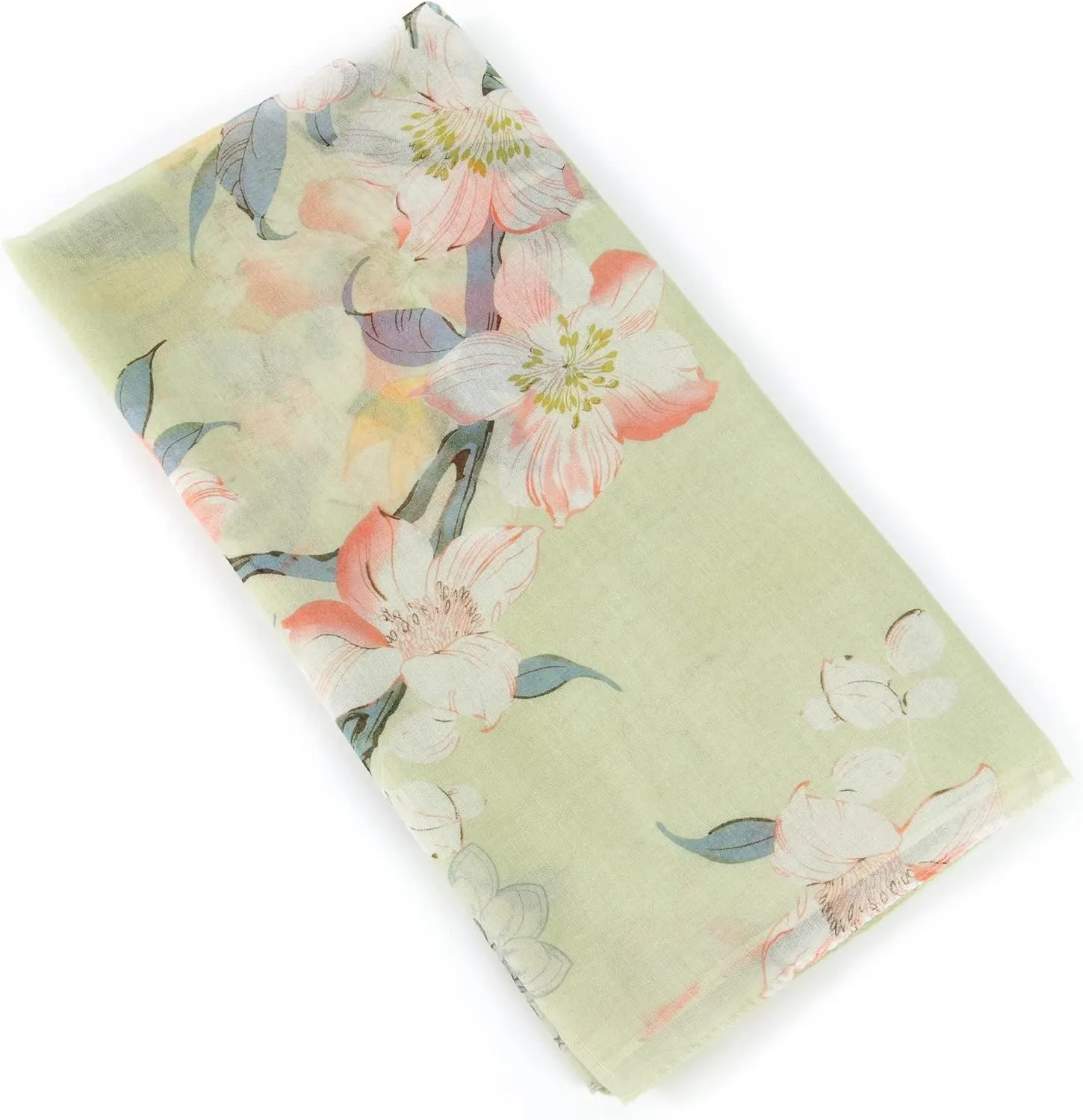 GERINLY Lightweight Scarves Fashion Flowers Print Women Cotton Wrap Scarf Head Shawl Spring Gift