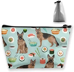 German Shepherd Puppy Pattern Makeup Bag for Purse Travel Makeup Pouch Mini Cosmetic Bag for Women Girls