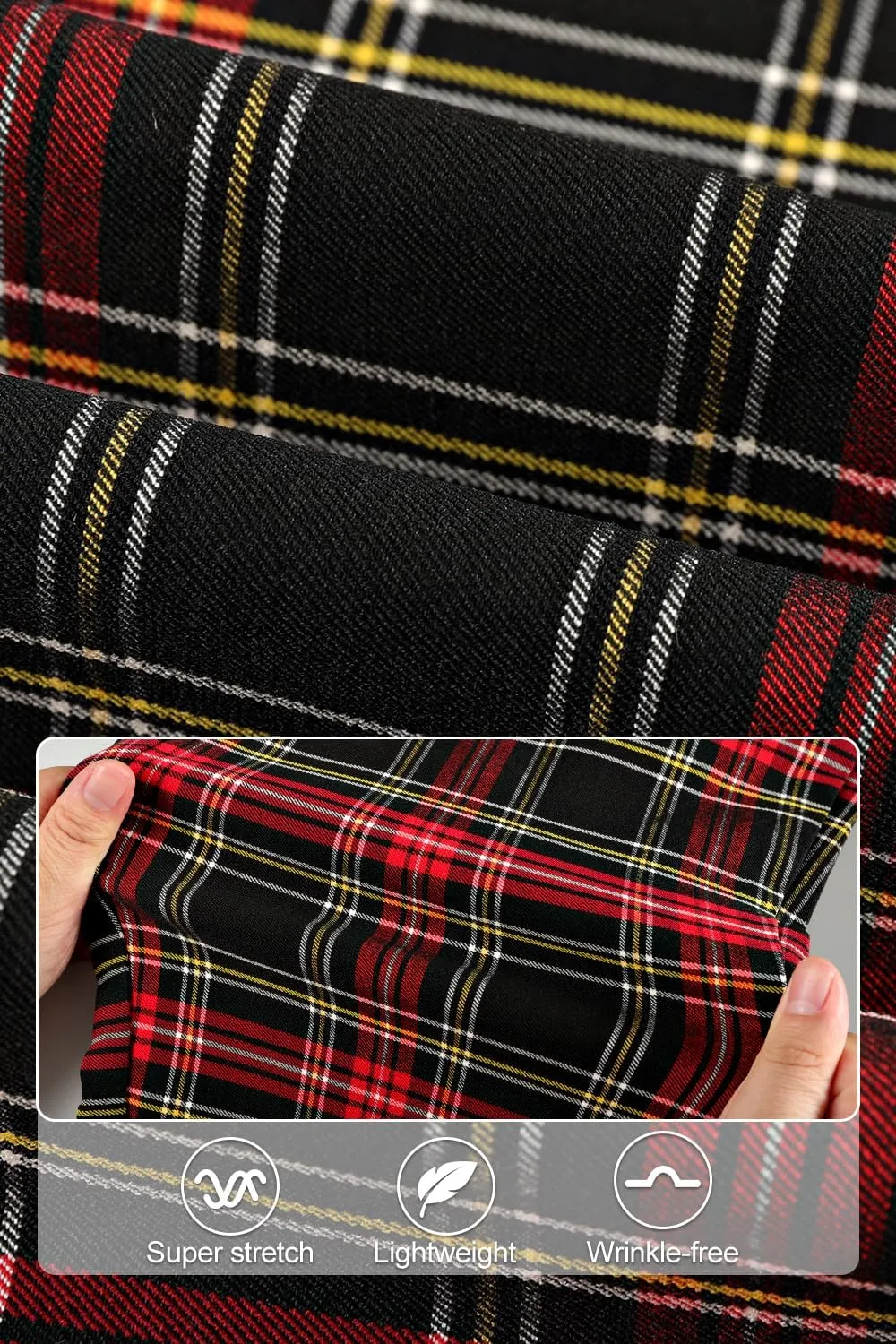 GINGTTO Mens Plaid Dress Pants Stretch Chino Pants Men Slim Fit