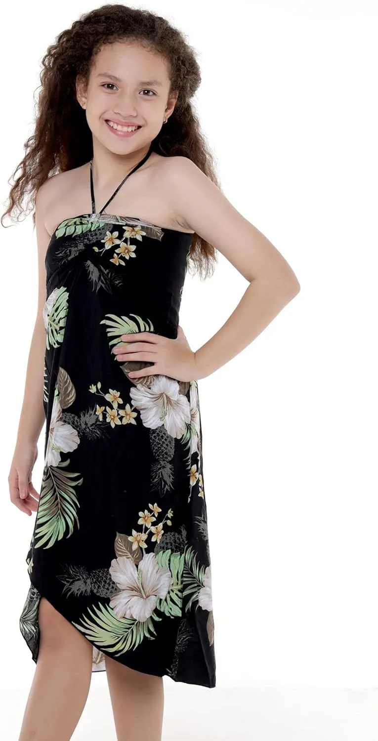 Girl Hawaiian Halter Dress in Pineapple Garden