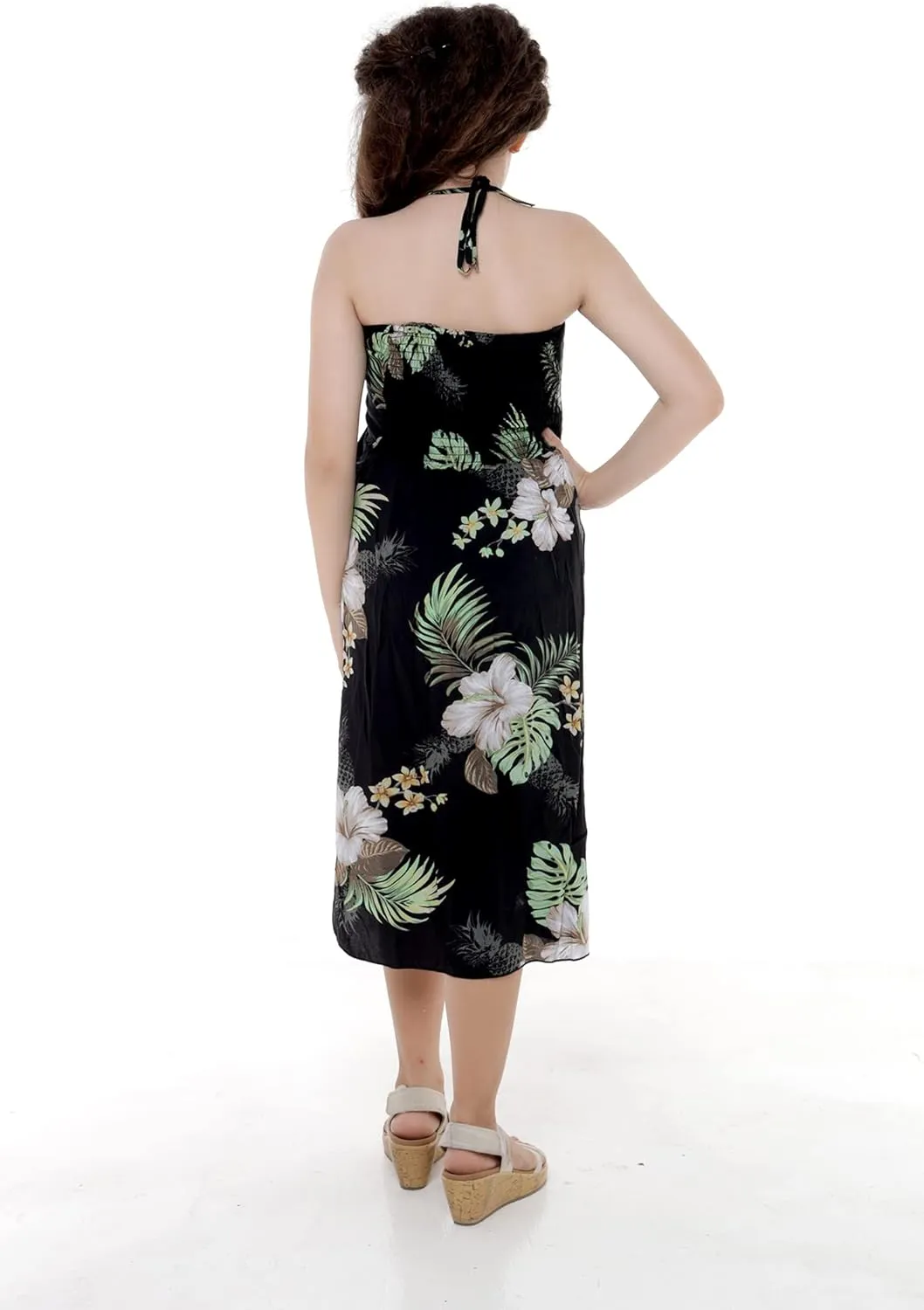 Girl Hawaiian Halter Dress in Pineapple Garden