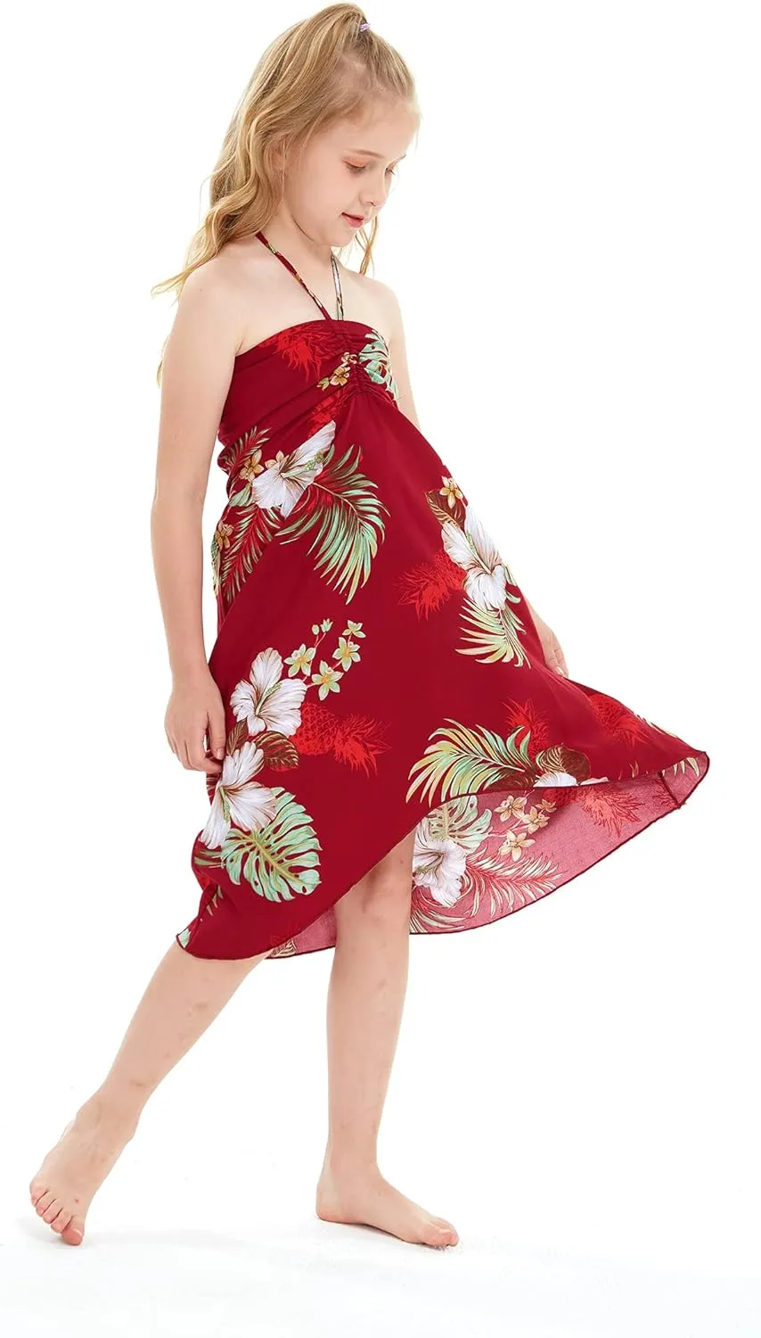 Girl Hawaiian Halter Dress in Pineapple Garden