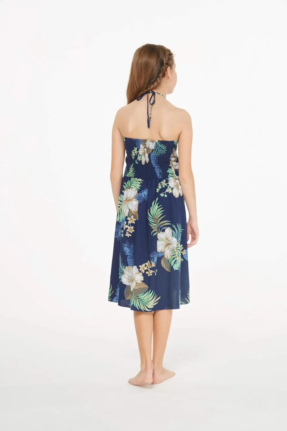Girl Hawaiian Halter Dress in Pineapple Garden