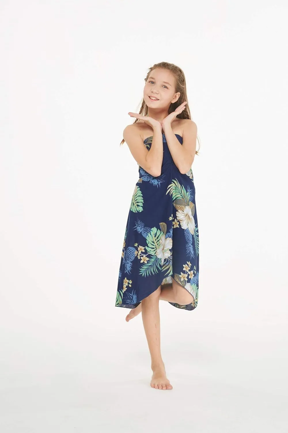 Girl Hawaiian Halter Dress in Pineapple Garden