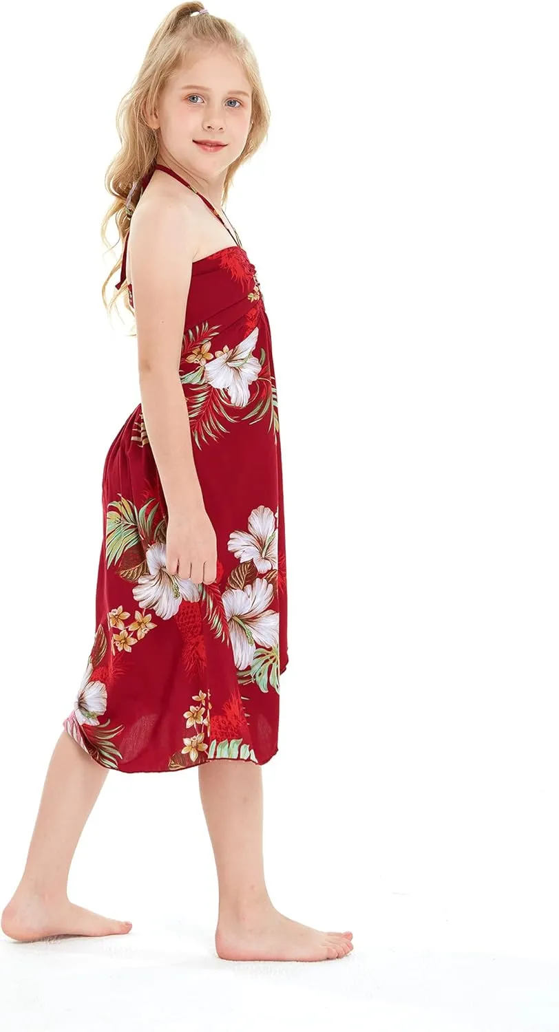 Girl Hawaiian Halter Dress in Pineapple Garden