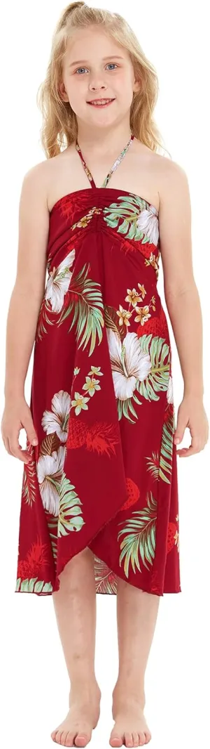 Girl Hawaiian Halter Dress in Pineapple Garden