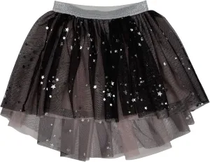 Girl's 7-16 Star Studded Netting Skirt, Black