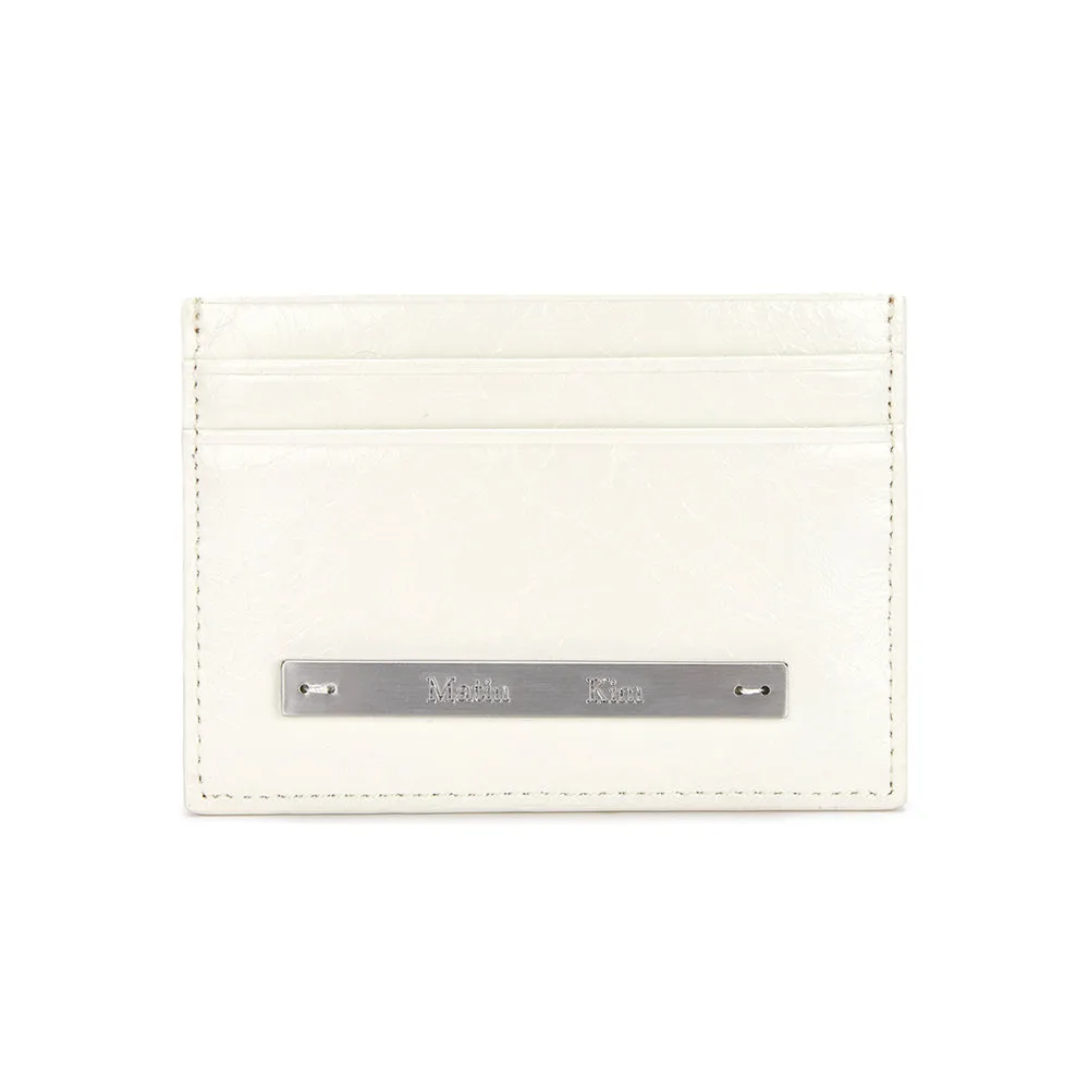 GLOSSY CARD WALLET IN IVORY