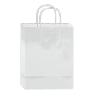 Glossy Gift Bag White 10x8x4"