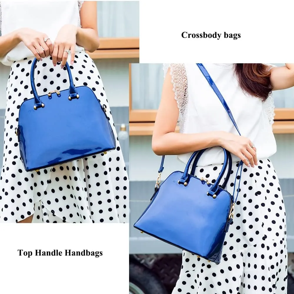 Glossy Patent Leather Handbags Purse Women Dome Satchel Bag Top Handle Handbag Ladies Shoulder Bag Crossbody Bags