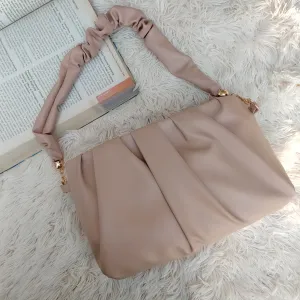 Glossy Pleated Shoulder Bag