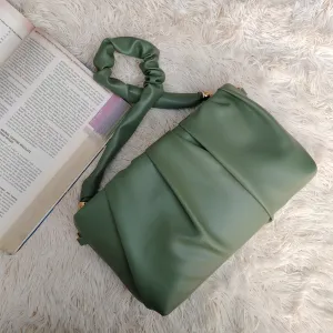 Glossy Pleated Shoulder Bag