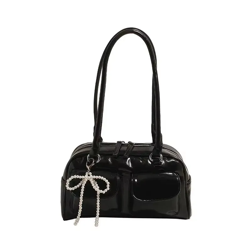 Glossy PU Baguette Style HandBag