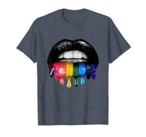 Glossy Rainbow Lips LGBT Pride Funny Gift Tshirt