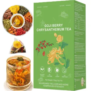 Goji Berry Chrysanthemum Tea, Dandelion Wolfberry Tea, Kidney & Liver Health Chinese Chrysanthemunn Cassia Seed Tea Bags with Eight Herbal Ingredients(1Box/15 Bags)