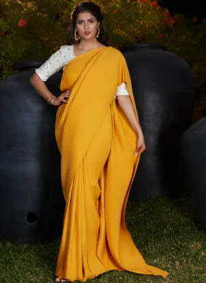 Golden Yellow Silk Party Wear Saree