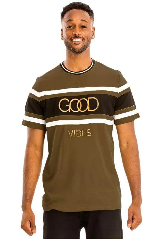 Good Vibes 3D Design Print Gold Foil Multiple Colors