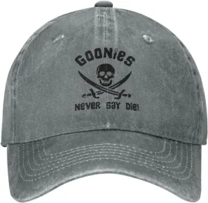 Goonies Never Say Die Vintage Washed Denim Baseball Cap Adjustable Dad Hats Gift for Men Women
