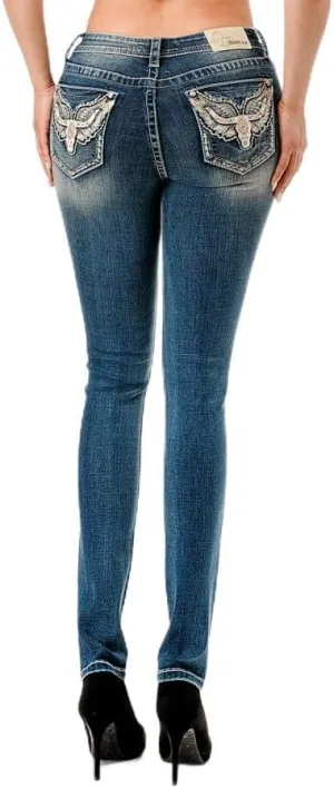 Grace in LA Wing Steer Print - Ladies Jeans Brown